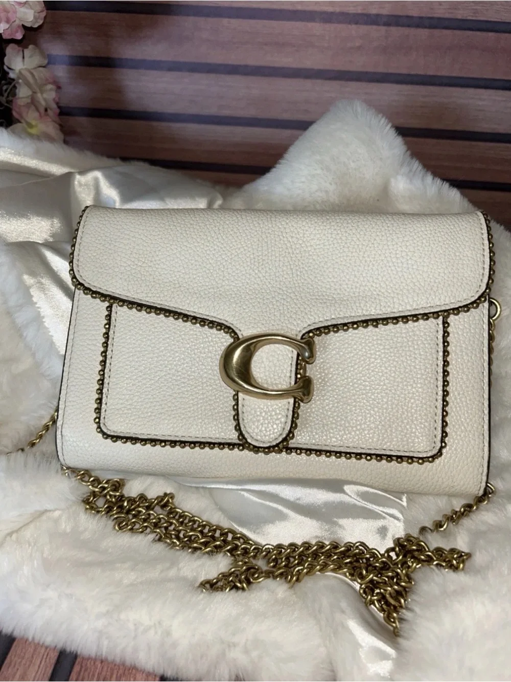 Coach Cream Tabby Chain Crossbody Bag